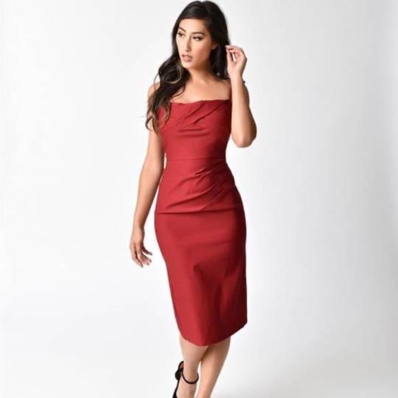 Voodoo Vixen 1950s Style Marilyn Red Wiggle Dress S - Picture 1 of 7